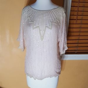Vintage beaded pink blouse